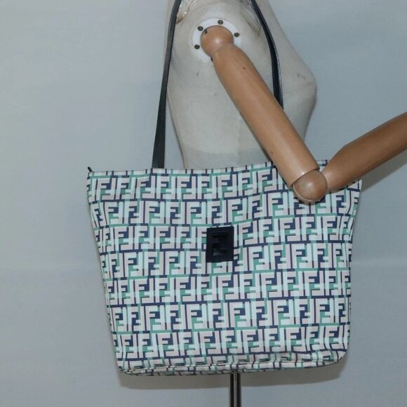 FENDI Zucca Canvas Tote Bag Green Silver Auth - Picture 14 of 16